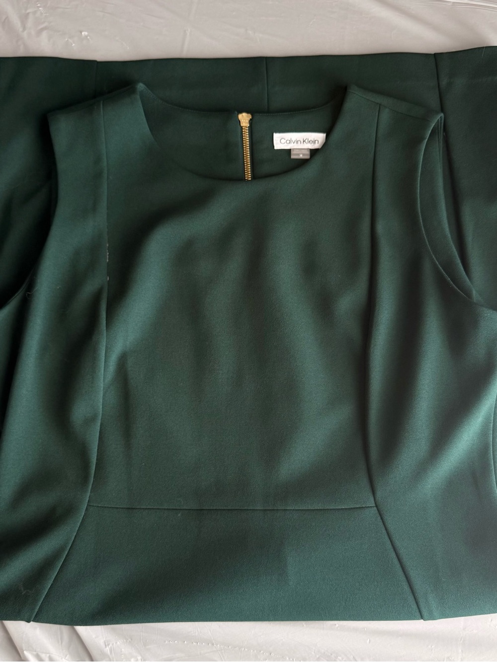 Calvin Klein Dark Green Sleeveless Sheath Midi Dress